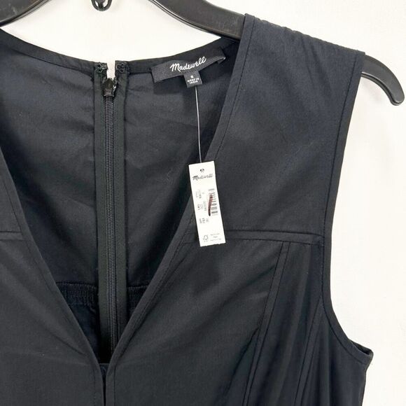 Madewell V-Neck Circle Midi Dress Jet Black Size 4 NWT NW050 - Picture 8 of 11